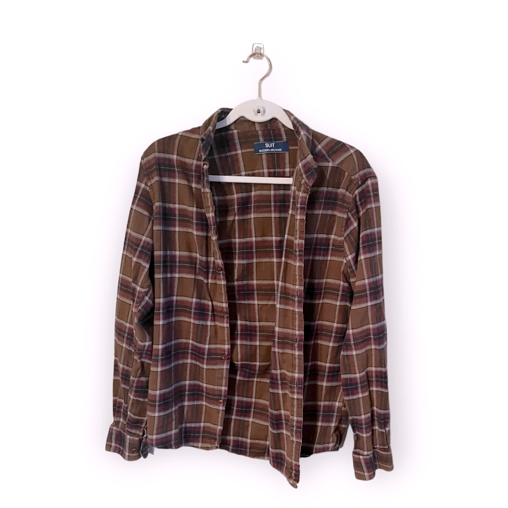 SUIT Modern Archives Men’s Brown Plaid Button Down